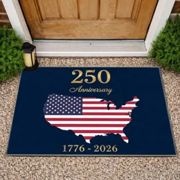 Patriotic USA 250th Anniversary American Flag Map 1776-2026 Doormat