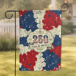 USA Patriotic Rose Wreath 250 Years of America 1776-2026 - Independence Day Garden Flag