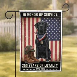 Black Labrador Dog Military Boots American Flag 1776-2026 - USA 250th Anniversary Garden Flag