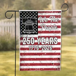 Distressed American Flag Liberty Bell We The People 250th Anniversary 1776-2026 Garden Flag
