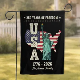 Statue of Liberty American Flag Map Patriotic - USA 250th Anniversary Freedom 1776-2026 Garden Flag