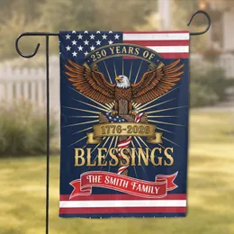 Bald Eagle American Flag Cross Blessings - USA 250th Anniversary 1776-2026 Smith Family Garden Flag
