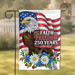Stained Glass Bald Eagle American Flag 1776-2026 Patriotic Freedom - USA 250th Anniversary Garden Flag