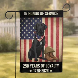 Black Labrador Military Flag 1776-2026 - USA 250th Anniversary Loyalty & Service Garden Flag