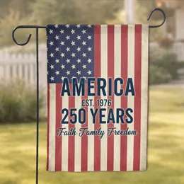 Patriotic Distressed American Flag 1776-2026 - AMERICA 250 Years Faith Family Freedom Garden Flag