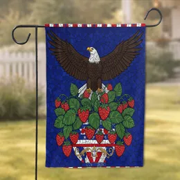 Bald Eagle Stained Glass Strawberries 1776-2026 Patriotic USA 250th Anniversary Garden Flag