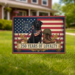 Black Labrador Dog Military Boots American Flag 1776-2026 - USA 250th Anniversary Loyalty Gift Yard Sign