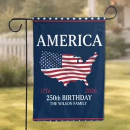 America Map Flag 250th Birthday Celebration - USA Patriotic 1776-2026 Anniversary Garden Flag
