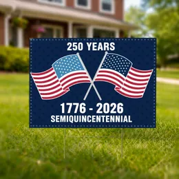 Betsy Ross & 50 Star Flags 1776-2026 - USA 250th Anniversary Commemorative Display Yard Sign