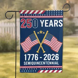 Crossed American Flags 250 Years 1776-2026 - USA 250th Semiquincentennial Pride Garden Flag