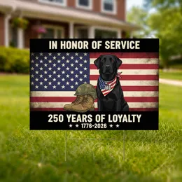 Black Labrador Military Boots American Flag - 250th Anniversary 1776-2026 Service Tribute Yard Sign