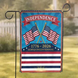 Crossed American Flags 1776-2026 - USA 250th Anniversary Freedom for Veterans Garden Flag