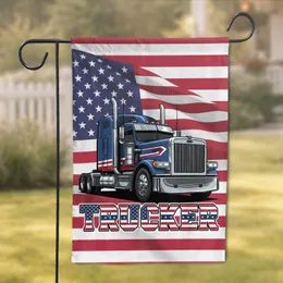 Semi Truck American Flag TRUCKER 1776-2026 - USA 250th Anniversary Gift for Truckers Garden Flag