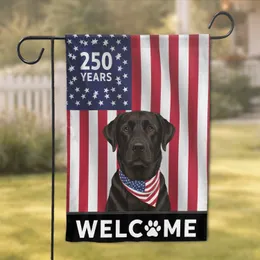 Black Labrador Retriever American Flag 250th Anniversary - 1776-2026 Welcome Dog Garden Flag