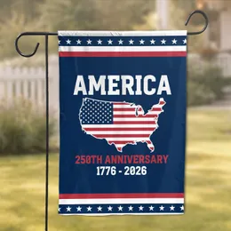 USA Flag Map Silhouette 1776-2026 - America 250th Anniversary Patriotic Art Garden Flag