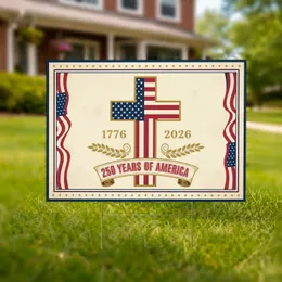 American Flag Cross 1776-2026 - 250 Years of America Patriotic Anniversary Commemoration Yard Sign
