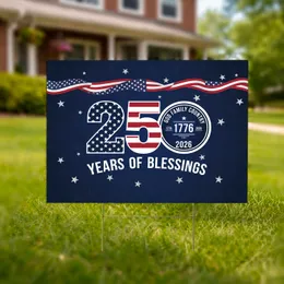 Patriotic Flag 1776-2026 America 250th Anniversary God Family Country Years of Blessings Yard Sign