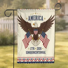 Bald Eagle American Flag 'AMERICA' Text 1776-2026 - USA 250th Anniversary Garden Flag