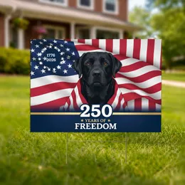 Black Labrador American Flag 1776-2026 - USA 250 Years of Freedom Anniversary Yard Sign