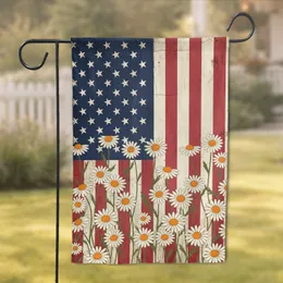 Distressed American Flag Daisies 1776-2026 - USA 250th Anniversary Patriotic Portrait Garden Flag