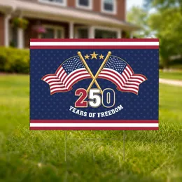 Crossed American Flags Betsy Ross 1776-2026 - USA 250th Anniversary Patriotic Design Yard Sign
