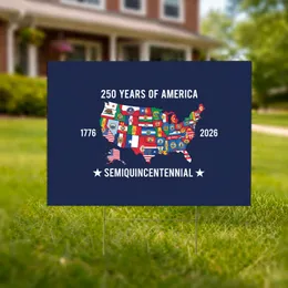 USA State Flags Map 1776-2026 Semiquincentennial - 250 Years of America Patriotic Yard Sign