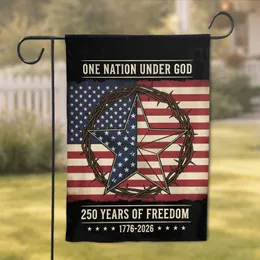 Distressed American Flag 3D Star 1776-2026 - USA 250th Anniversary One Nation Under God Garden Flag