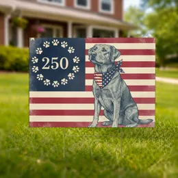 Labrador Dog American Flag 250th Anniversary 1776-2026 Paw Print Patriotic Dog Gift Yard Sign