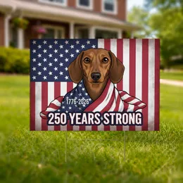 Dachshund American Flag 1776-2026 - USA 250th Anniversary Patriotic Dog Art Yard Sign