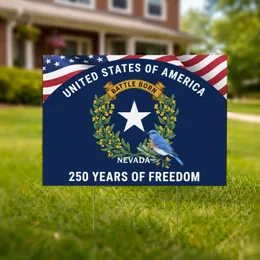 American Flag Nevada Battle Born Star Bluebird - USA 250 Years of Freedom 1776-2026 Yard Sign