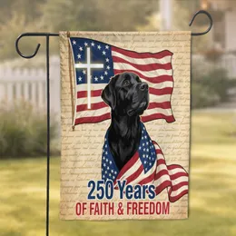 Black Lab American Flag Betsy Ross 250th Anniversary (1776-2026) Faith & Freedom Garden Flag