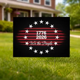 We the People 1776-2026 Thirteen Stars Distressed Stripes - American 250th Anniversary Yard Sign