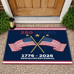 250 Years 1776-2026 Crossed American Flags - USA Semiquincentennial Celebration Doormat