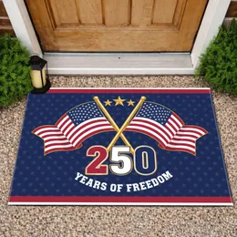 Crossed American Flags Betsy Ross 1776-2026 - USA 250th Anniversary Patriotic Design Doormat