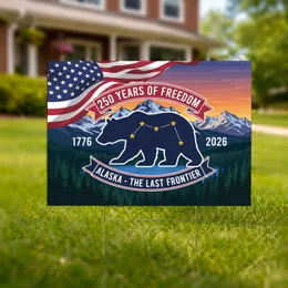 Navy Bear American Flag Alaska Last Frontier 1776-2026 - America's 250th Anniversary Yard Sign