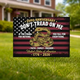 Gadsden Snake Don't Tread On Me Flag - USA 250th Anniversary 1776-2026 Faith Family Freedom Yard Sign