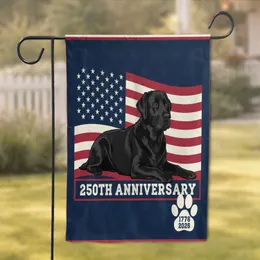 Black Labrador Dog American Flag 1776-2026 - USA 250th Anniversary Independence Day Gift Garden Flag