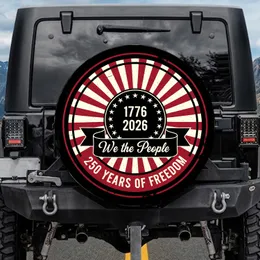 1776 We The People Distressed Flag - USA 250th Anniversary Patriotic Gift for Veterans Spare Tire Cover