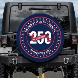 USA 250th Anniversary 1776-2026 - United States America '250' Emblem Patriotic Stars Art Spare Tire Cover