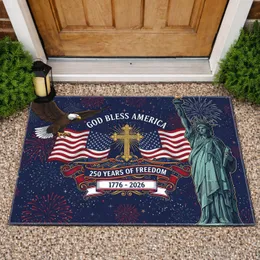 Bald Eagle American Flag Statue of Liberty - GOD BLESS AMERICA 1776-2026 USA 250th Anniversary Doormat