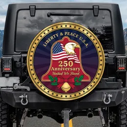 Bald Eagle American Flag Bell Emblem 250th Anniversary 1776-2026 - USA Patriotic for Veterans Spare Tire Cover