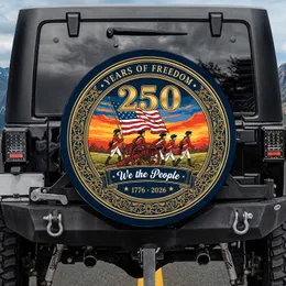 Colonial Soldiers Cannon Betsy Ross Flag 1776-2026 - USA 250th Anniversary Years of Freedom Spare Tire Cover