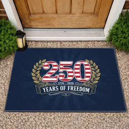 Patriotic USA 250th Anniversary 1776-2026 Freedom Emblem Laurel Wreath Banner Art Doormat