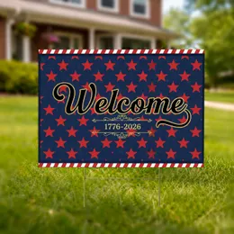 Bold Welcome 1776-2026 Patriotic Stars Bunting - USA 250th Anniversary Heritage Yard Sign