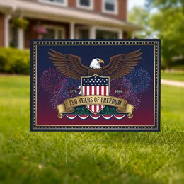 Bald Eagle American Flag - 250 Years of Freedom (1776-2026) Patriotic Display Yard Sign