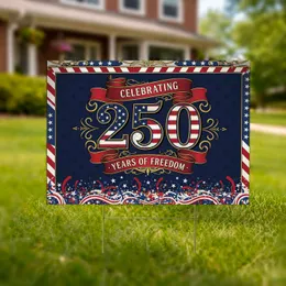 America 250 Years of Freedom Patriotic Gold Emblem - 1776-2026 Anniversary Celebration Yard Sign