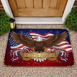 Bald Eagle American Flag 1776-2026 Gold Filigree - USA 250th Anniversary Patriotic Gift Doormat