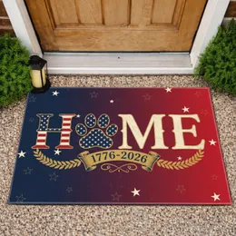 Home Paw Print Flag Stripes 1776-2026 - USA 250th Anniversary Patriotic Tribute Doormat