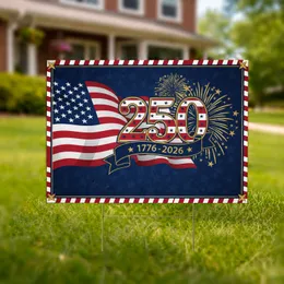 250 Emblem American Flag 1776-2026 Fireworks - USA 250th Anniversary Independence Day Yard Sign