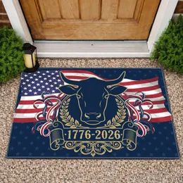 Cow Head Americana Flag 1776-2026 - USA 250th Anniversary Commemorative Emblem Doormat
